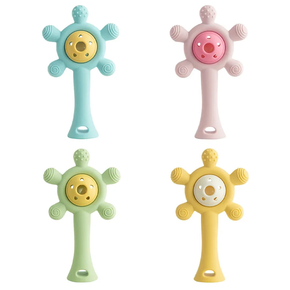 Cute Safe Teething Ring Sensory Toys Candy Color Baby Silicone Teether Rattle Toy For Toddlers Chewing Toy Baby Accessories