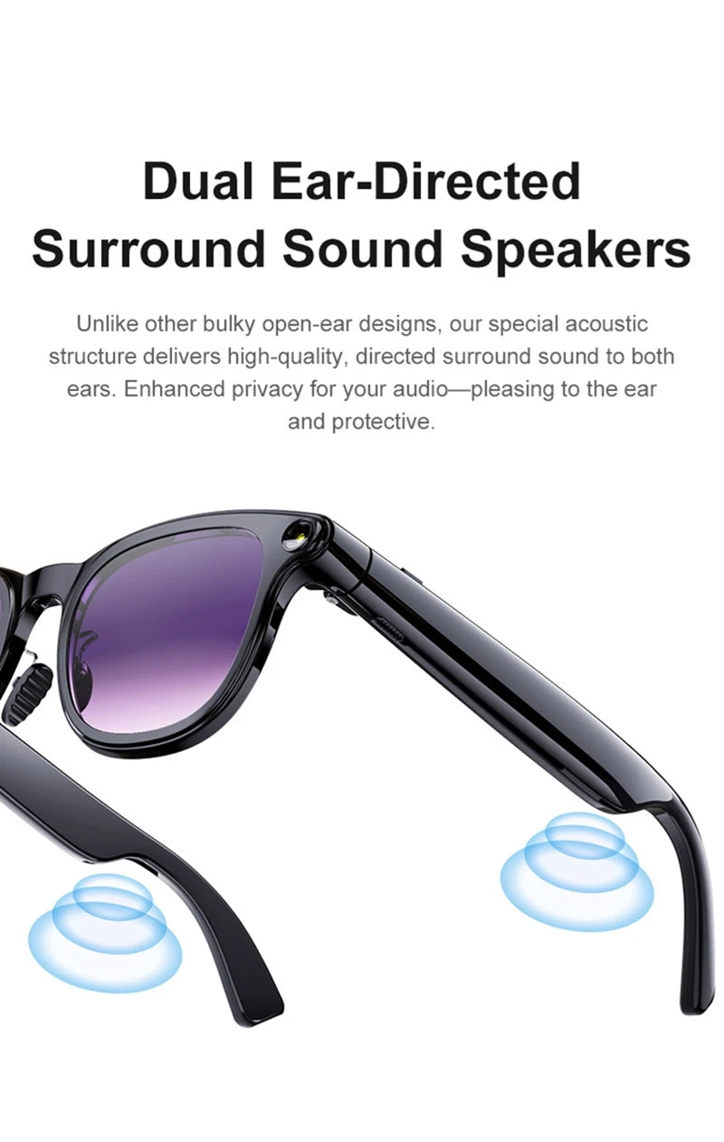 Smart Glasses with 8K Camera, Bluetooth Audio & 3-Lens Set Tidesmit