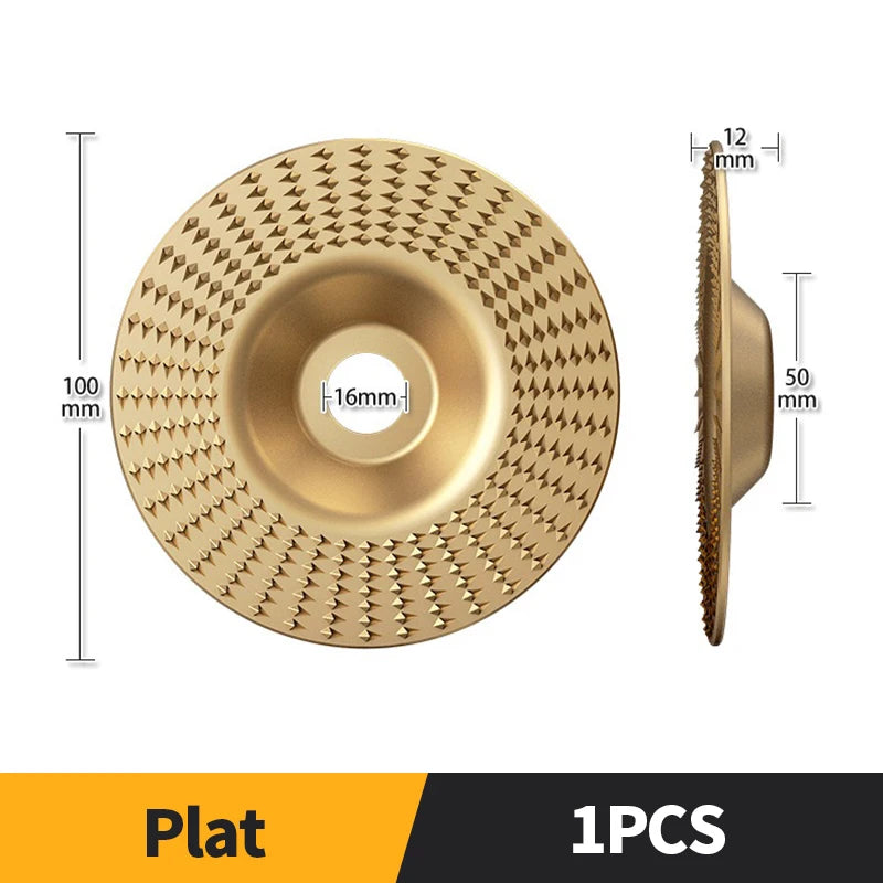 Gold diamond-pattern grinding wheel disc, 100mm diameter and 16mm center arbor