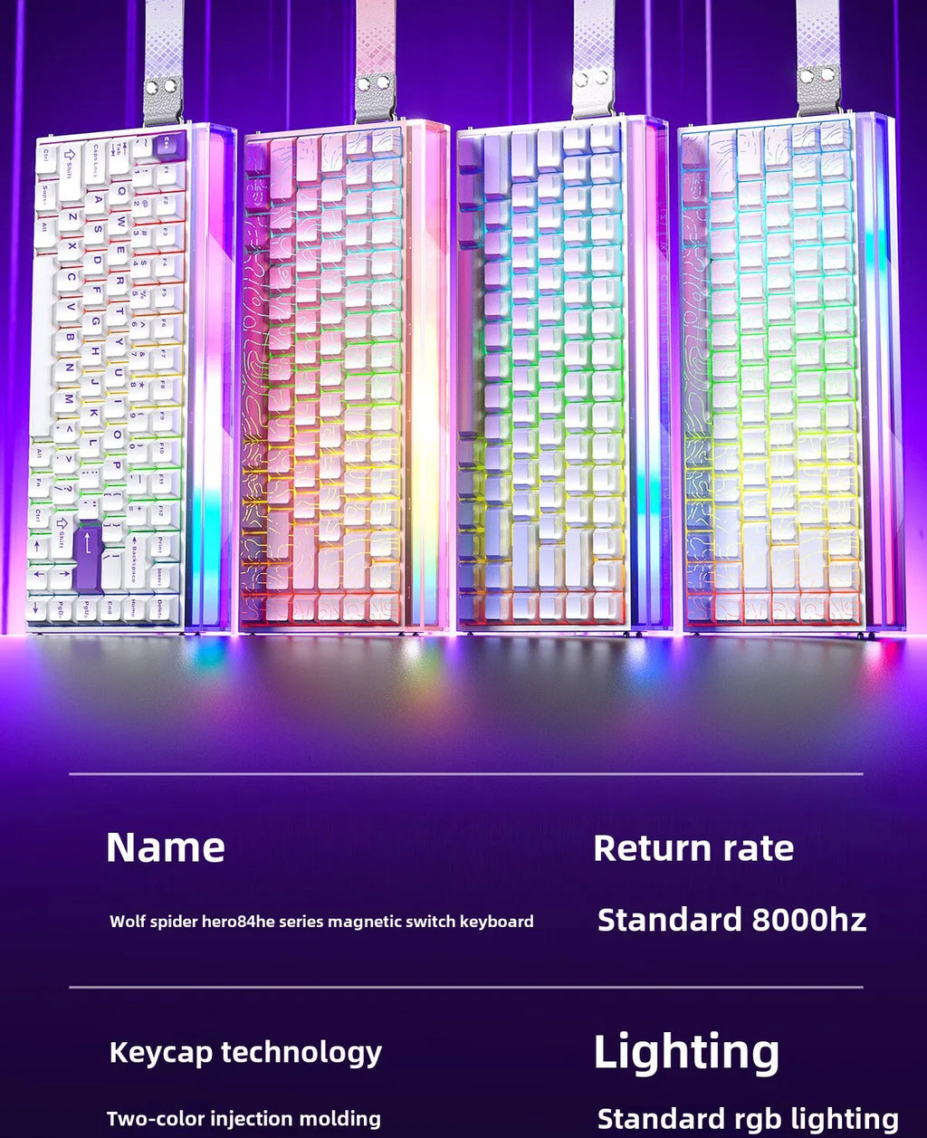 AULA HERO84 HE Magnetic Switch Wired Mechanical Keyboard RGB Music Rhythm 8K Return Rate Keyboard Computer Accessorie for Gamer