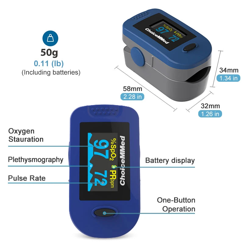 ChoiceMMed Portable Medical Finger Pulse Oximeter Blood Oxygen Heart Rate Monitor OLED Oximetro de dedo Saturometro de oxigeno