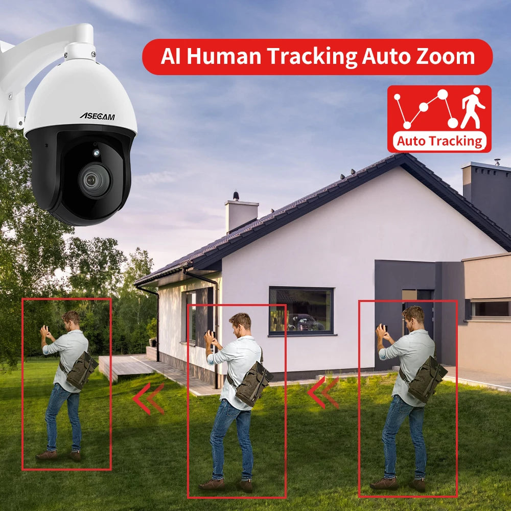 8MP 4K IP Camera Outdoor PTZ 30X Zoom CCTV Varifocal Onvif H.265 Dome POE Audio IMX415 Security Camera Hikvision Protocol