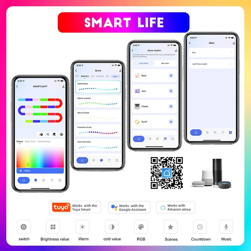 WS2811 Dreamcolor LED Strip Lights,16.4ft/5m RGBIC TUYA WiFi Phone App Controlled Waterproof Smart Music Sync Light Strip