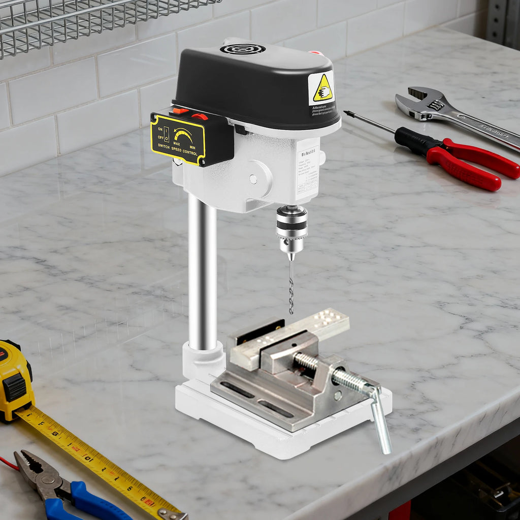 340W 220V Mini Bench Drill Press Corded Mini Table Drill,3 Adjustable Speed Benchtop Drill Press for DIY Creation Woodworking Metal Drilling
