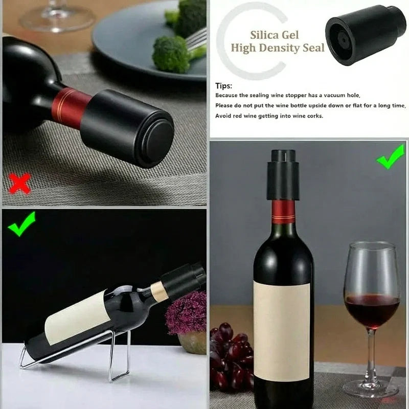 Vacuum Wine Stopper Press-type Wine Bottle Sealer Reusable Wine Preserver For Freshness Easy One-press Vacuum Pump For Home Bar