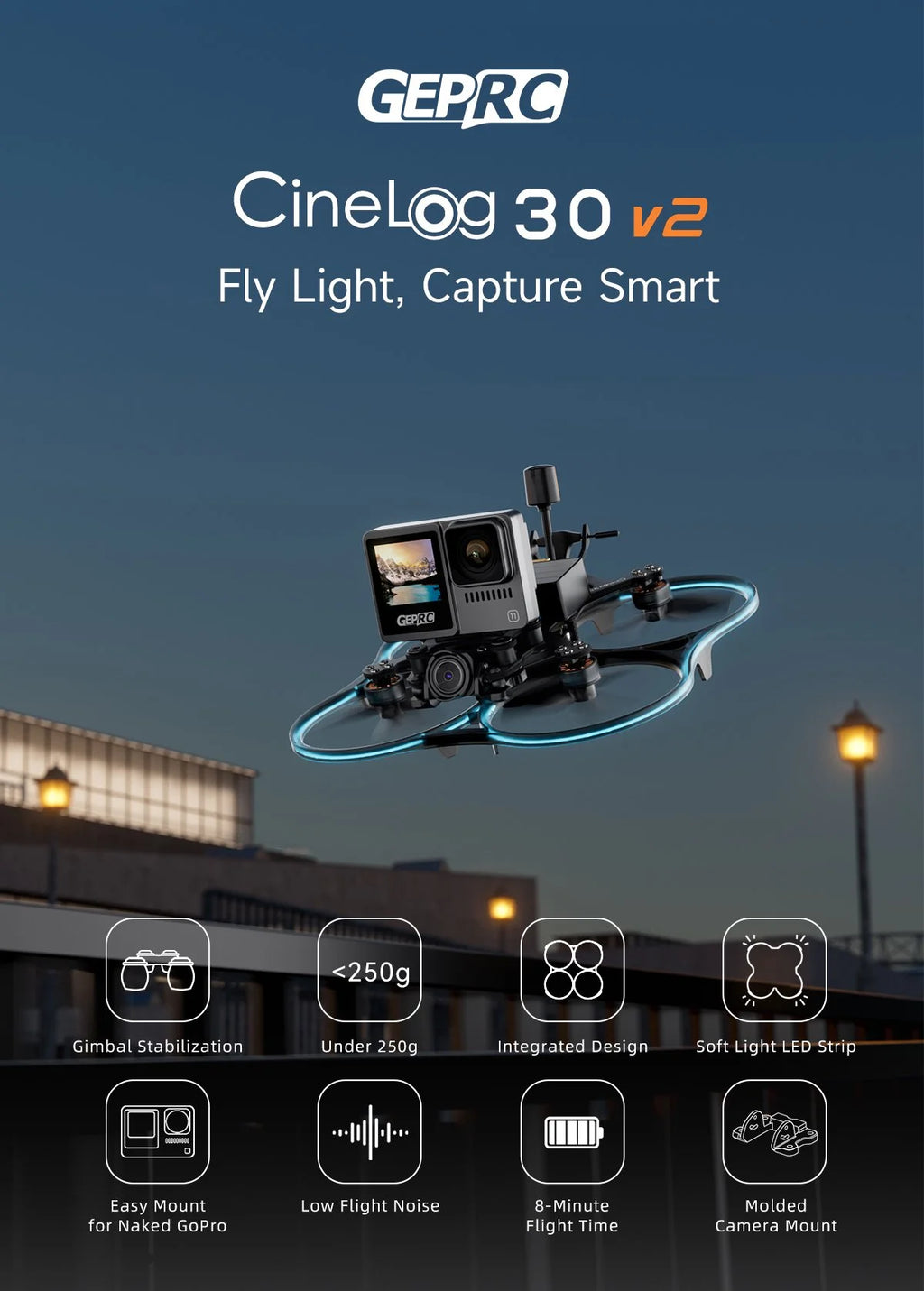 Cinelog30 V2 FPV Drone | 3-Inch Quadcopter with 1404 Motors Tidesmit