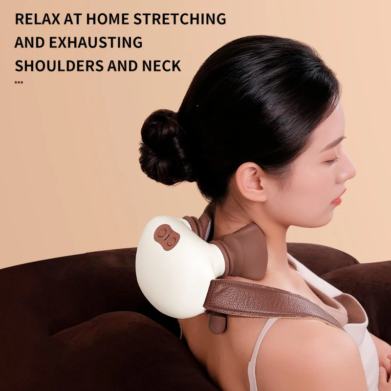 Portable Neck Massager: Deep Tissue Muscle Relief with Heat Therapy Massage Cushion Tidesmit