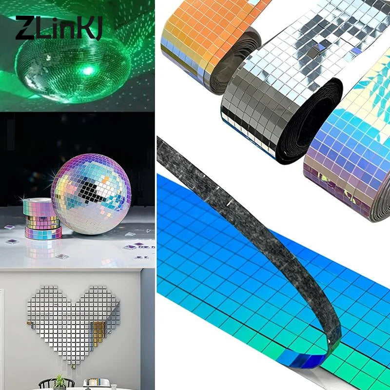 Self Adhesive Mosaic Glass Tape DIY Glass Mirror Stickers Wall Stickers DIY Crafts Party Decorations Home Wall Art Projects