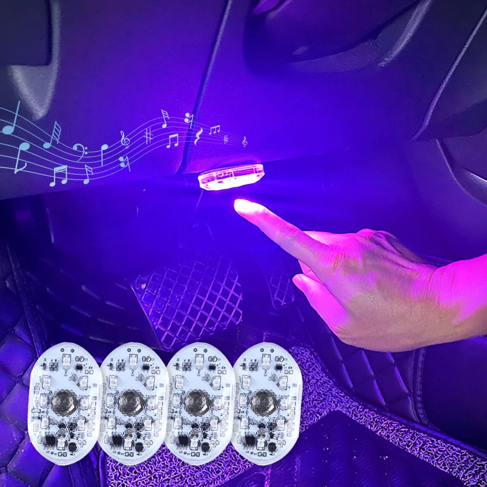 RGB Car LED Interior Lights - Voice Controlled 4-Piece Set by Tidesmit Tidesmit