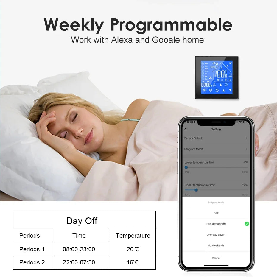 WiFi Smart Thermostat Temperature Control for Electric Floor Heating Water/Gas Boiler Temperature Tuya Google Home Alexa Yandex