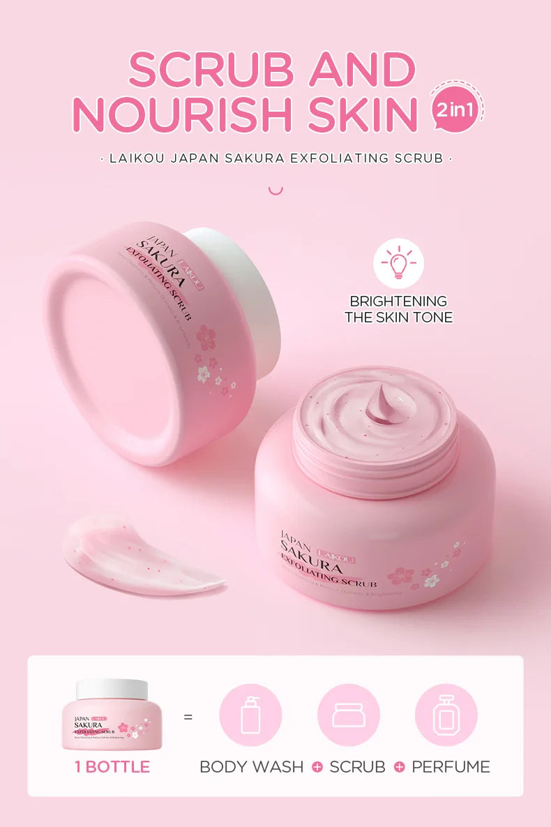 Sakura Exfoliating Scrub for Face & Body 100g - Natural Deep Cleansing Formula Scrubs Treatments Tidesmit