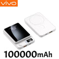 Magnetic Wireless Power Bank 50000mAh - Fast Charging USB-C Travel Battery White 100000mAh Tidesmit