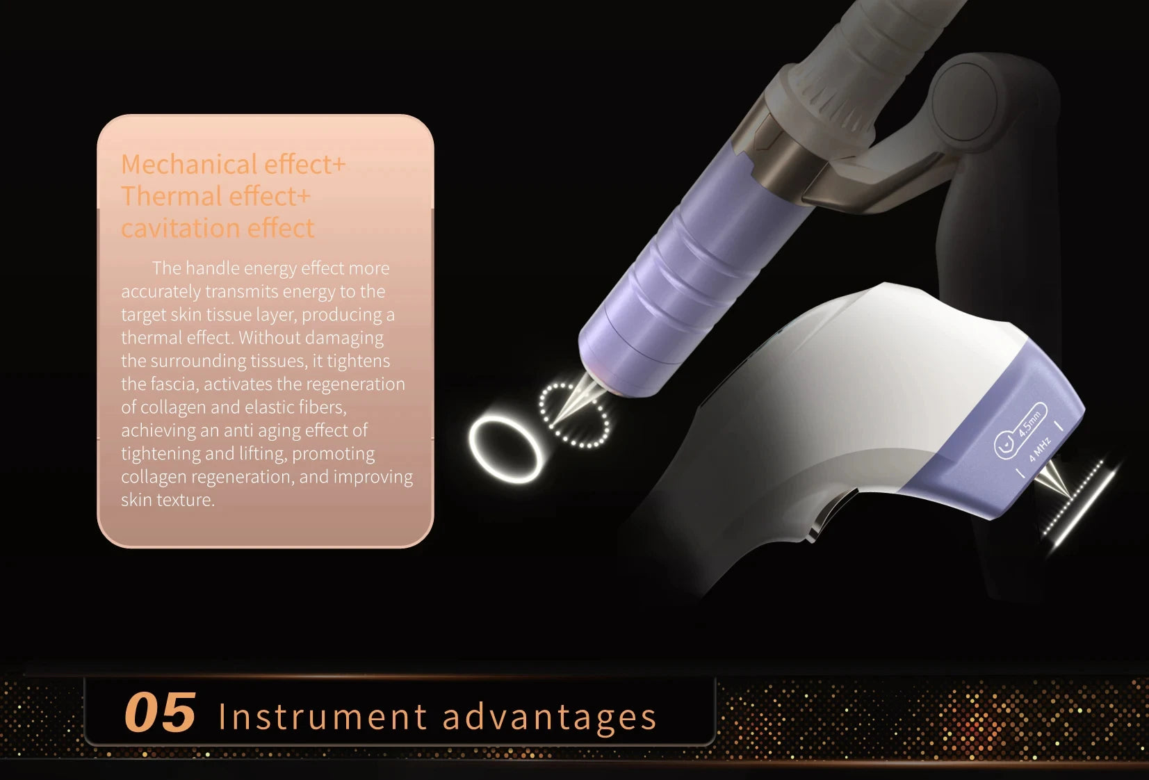 12D facial and body skin firming machine with handheld applicator for professional anti-aging and skin rejuvenation.
