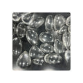 Loose cushion-cut crystal quartz stones, translucent gray teardrops