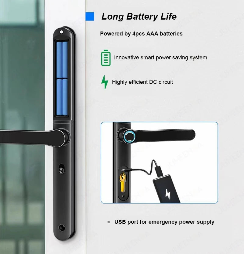 TTLock App Smart Aluminum Door Lock Waterproof Fingerprint Digital Password RFID Keyless Electronic Sliding Glass Door Lock