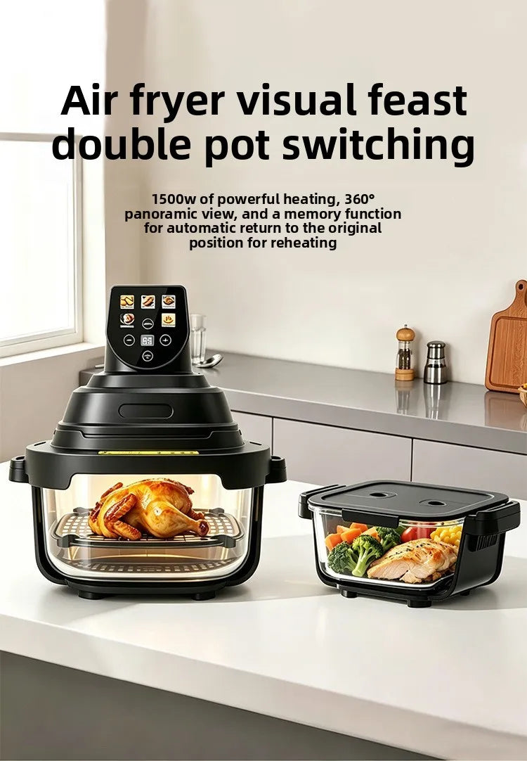 Color Screen Visible Air Fryer Glass Liner Chips Maker Multifunctional Home Oven