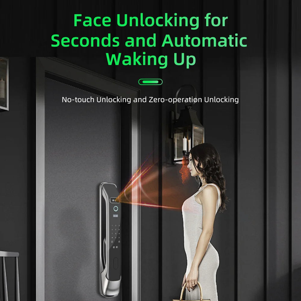 3D Face Recognition Smart LOCK Unlock Digital Door Lock With Camera FIngerprint Password Unlock Keyless Electronic Door Lock