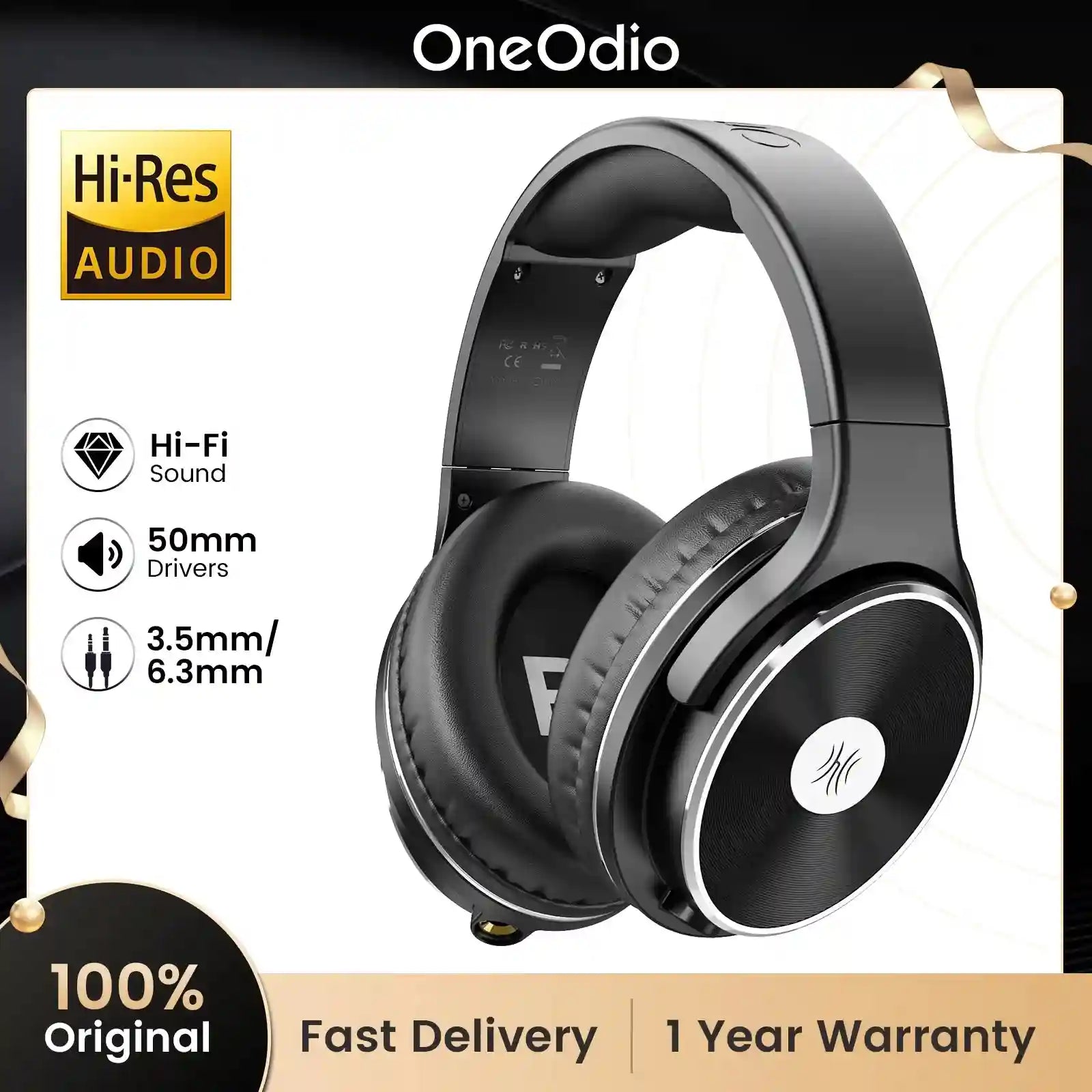Studio Monitor Headphones Wired Over-Ear with Dual Input Jacks Tidesmit