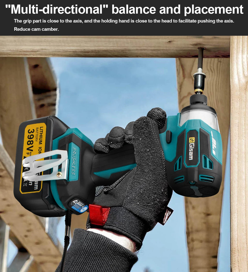 688N.m 1/4'' Brushless Electric Screwdriver Cordless Screwdriver Electric Drill Impact Driver Kit for Makita 18V Battery Pin