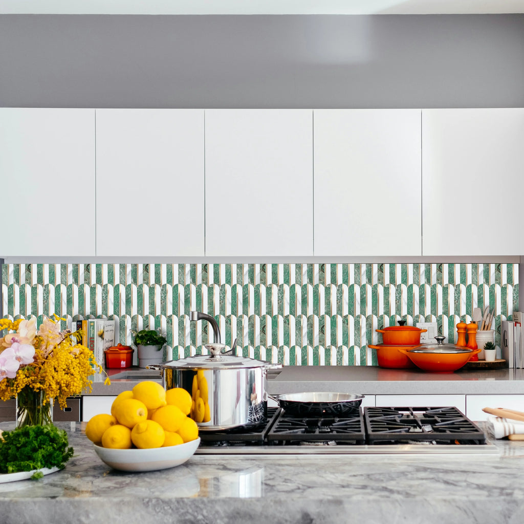 Peel and Stick Backsplash Feather Tile, Self Adhesive PVC Mix Metal Stick on Backsplash Wall Tile for Kitchen,Bathroom