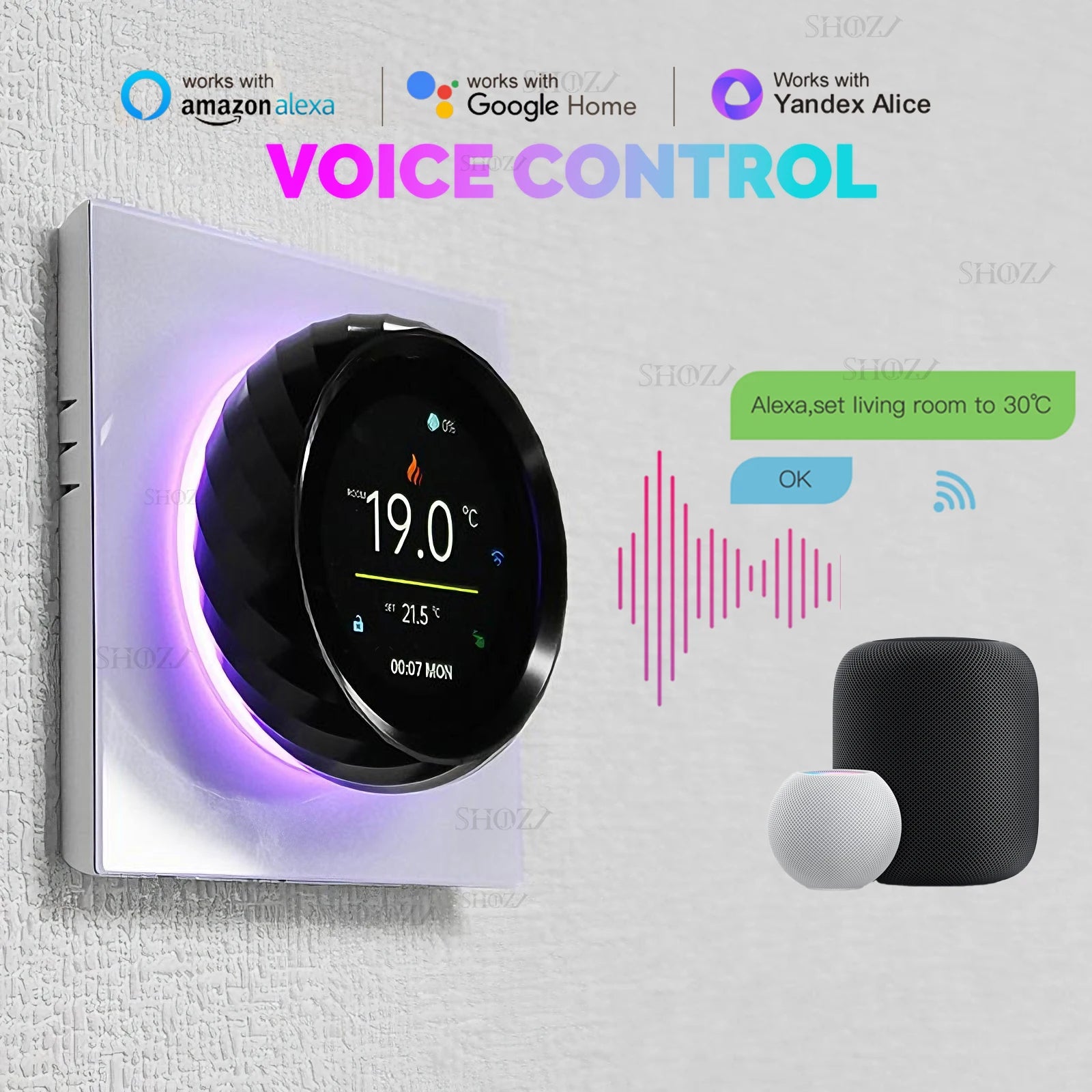 TUYA Zigbee/Wifi Knob Smart Thermostat Wireless Programmable °C/°F Heat Cool Air Conditione for Home HVAC Systems Energy Saving