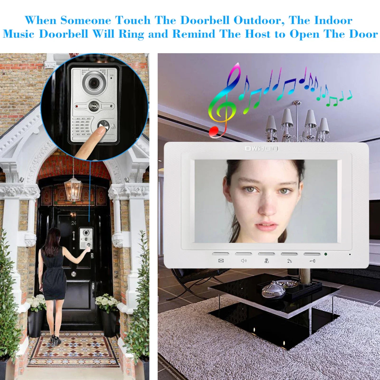 IR-CUT Outdoor Camera 7 inch Wired Video Doorbell Indoor Monitor Visual Intercom Two-way Audio Remote Unlock Video Door Phone