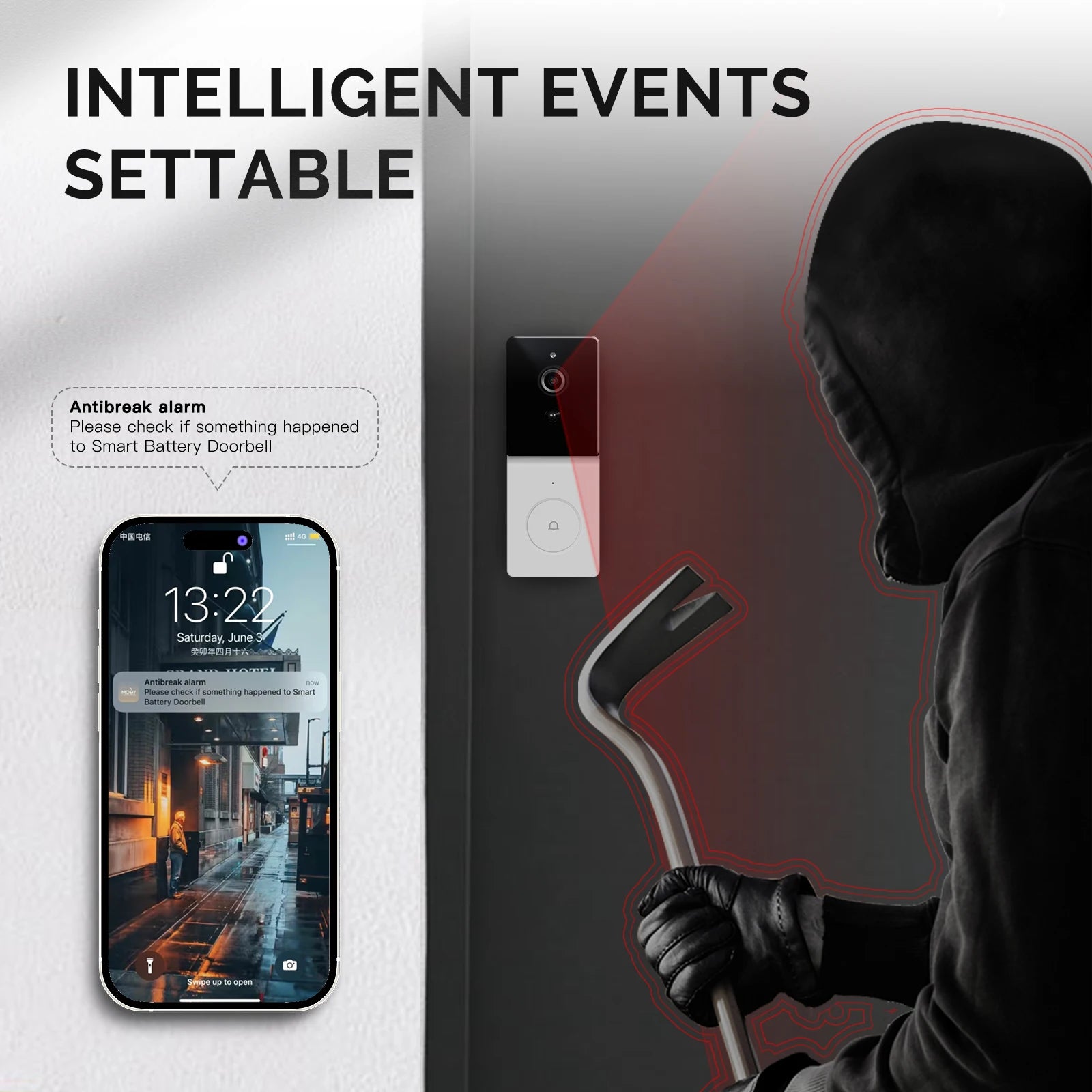 MOES Tuya Smart WiFi Video Doorbell Camera with 2-Way Audio Intercom, Night Vision & Wireless Door Product Home Security