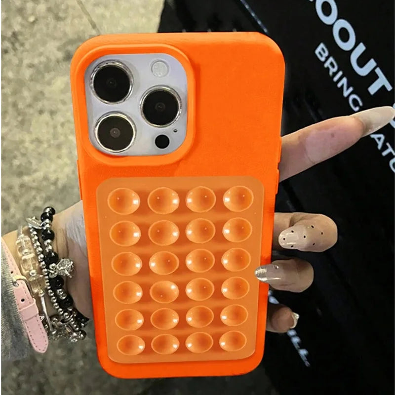iPhone 17 Pro Max Case with Suction Cup Stand Litchi Leather Tidesmit