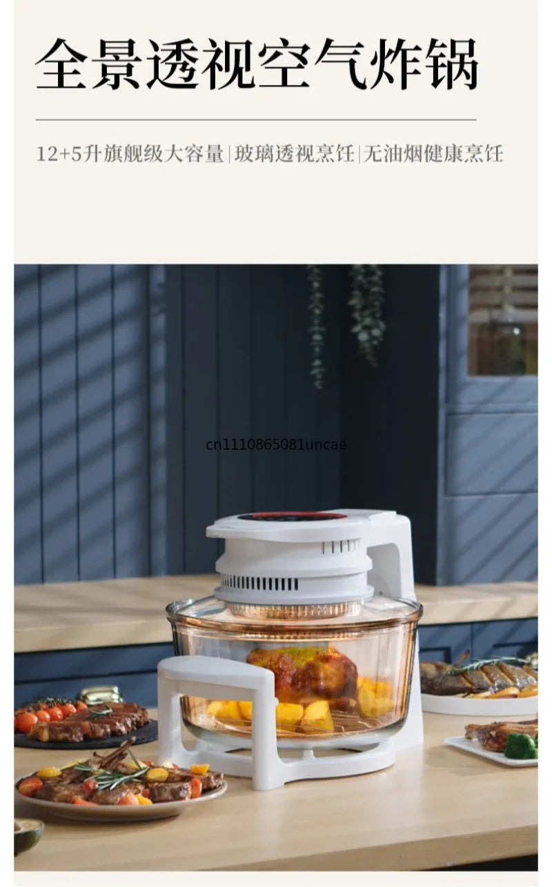 For 17L Visible Glass Air Fryer Large Capacity Multifunctional Household Chips Baking Cooking Machine