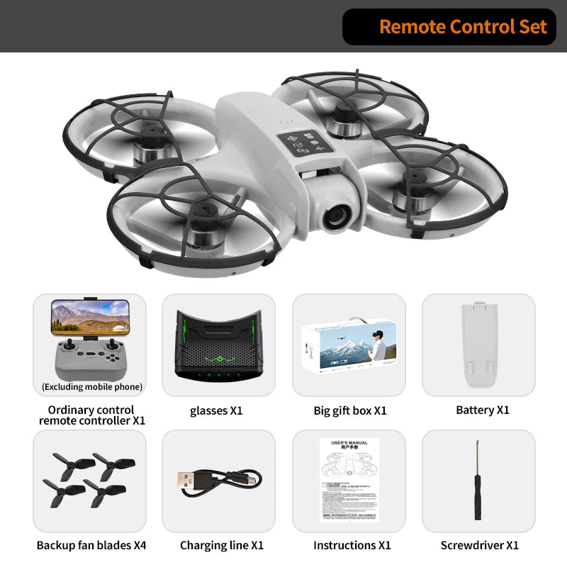 Foldable Camera Drone with HD FPV and Obstacle Avoidance - Gray Gray Tidesmit