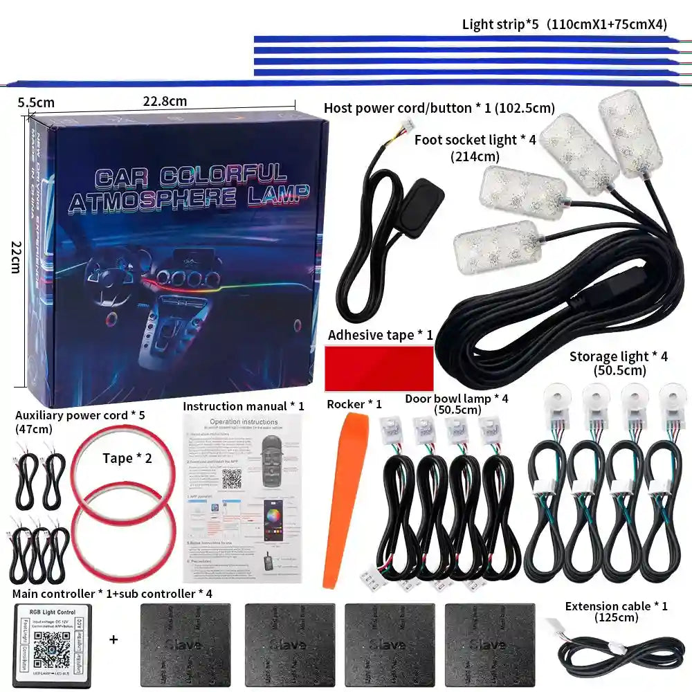RGB Car Atmosphere Lamp LED Interior Strip Light Kit - Tidesmit Tidesmit