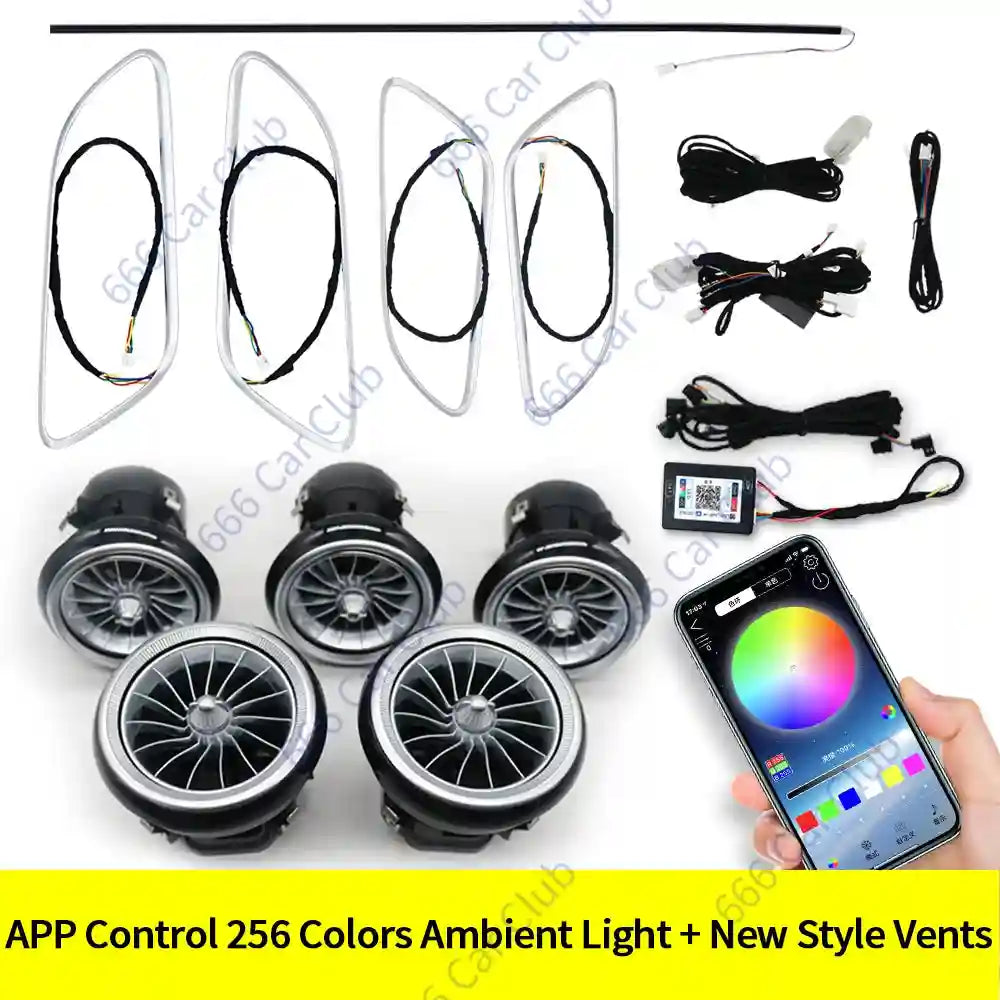 Mercedes-Benz Ambient LED Turbine Vents, 12-Color Interior Lighting Kit Tidesmit