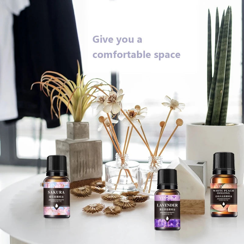 10ml Essential Oils For Humidifier Aromatic Diffuser Lavender Sakura Rose Coffee Sandalwood Lemon Fragrance Oil Making Candles