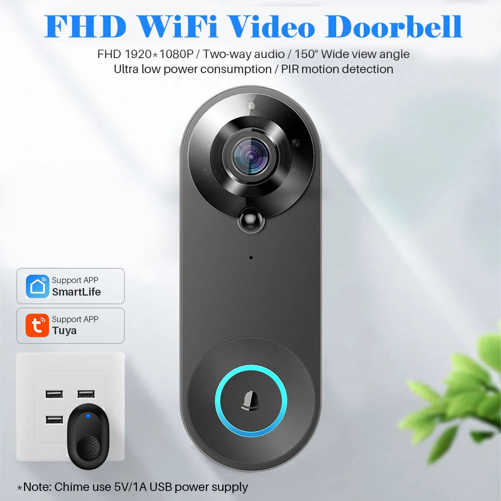 5G 2.4G WiFi Video Doorbell 1080P Wireless Camera Door Bell Tuya Smart Home Security Motion Detect Night Vision Ringing Bell