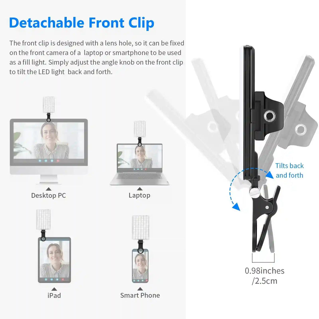 Selfie Light With Clip - 60 LED Rechargeable Ring Light for Mobile Content Tidesmit