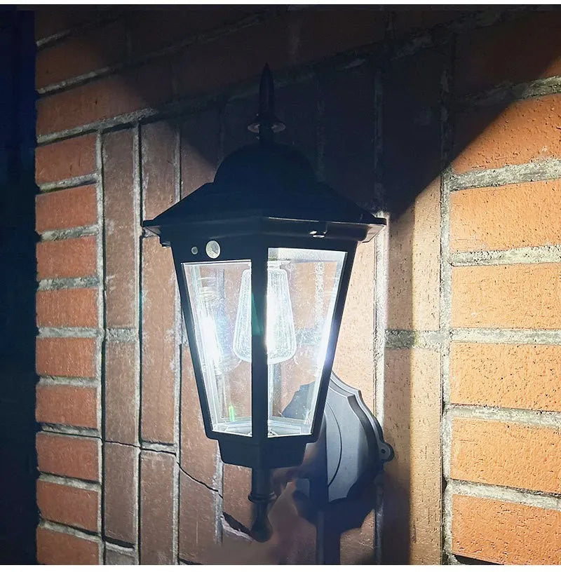 Outdoor Solar Wall Light for Courtyard, Corridor & Passageway - Motion Sensor, European Retro Style, Waterproof