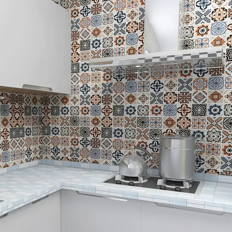 40cm Oil Proof Kitchen Furnitur Wall Stickers Self Adhesive Papel De Parede Bathroom Tile 3D Waterproof Vinyl Cabinet Wallpaper
