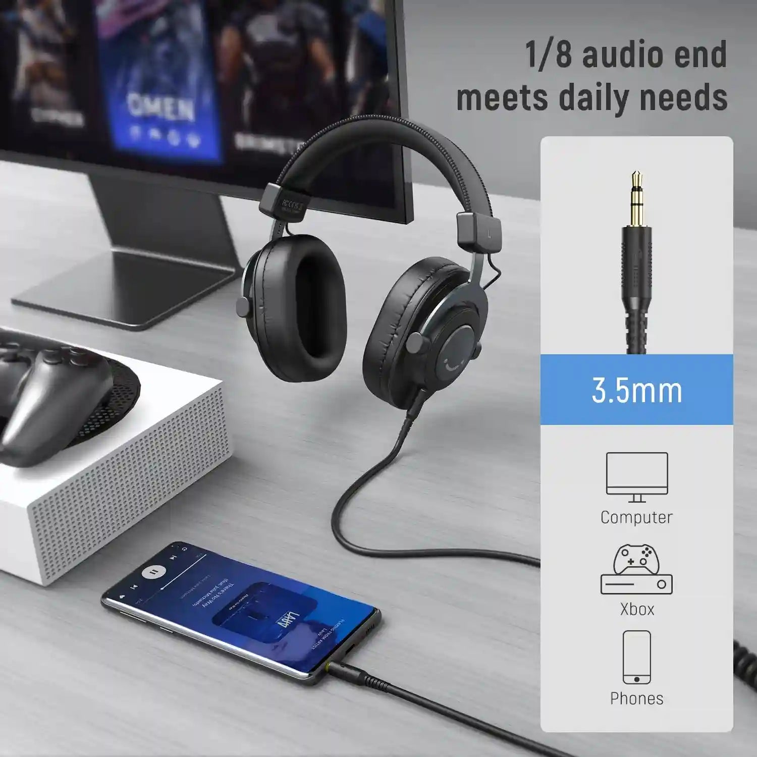 Wired Over-Ear Headphones with Memory Foam - PC, PS4 & PS5 Compatible Tidesmit