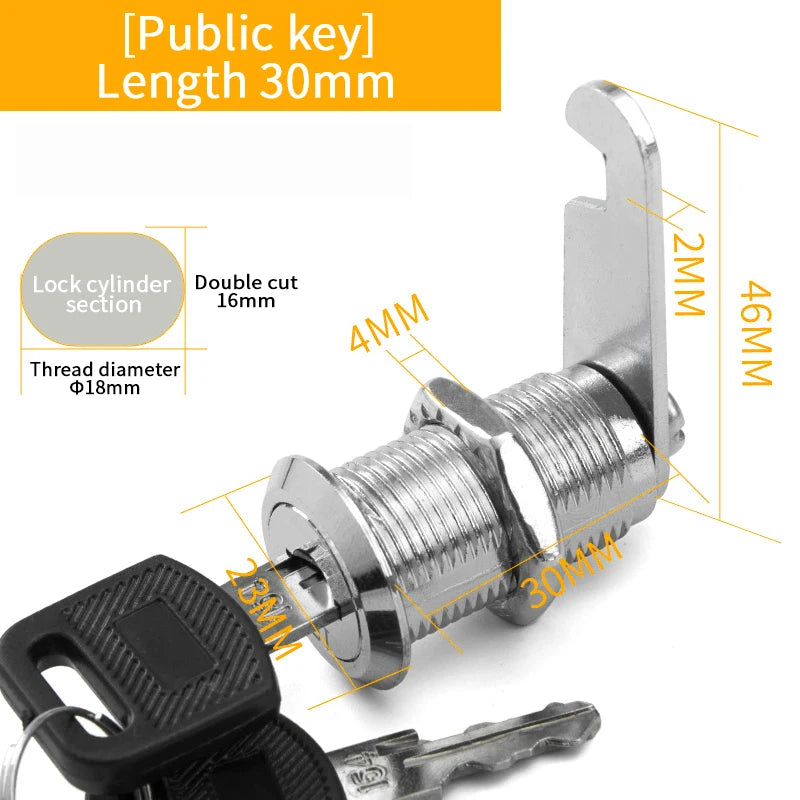 5Set Security Lock Metal Cylinder Cabinet Locker Cam Lock With Keys Security Mailbox Lock Drawer 16mm/20MM/25MM/30MM