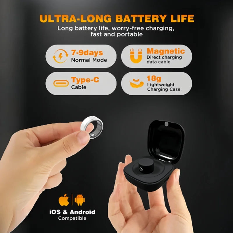 Casatelier White Ceramic Smart Ring, Accurately Tracks SpO2, Heart Rate & Sleep, Long Battery Life, IP68 Waterproof, No Subscription, Android & iOS Compatible, Couple's Gift