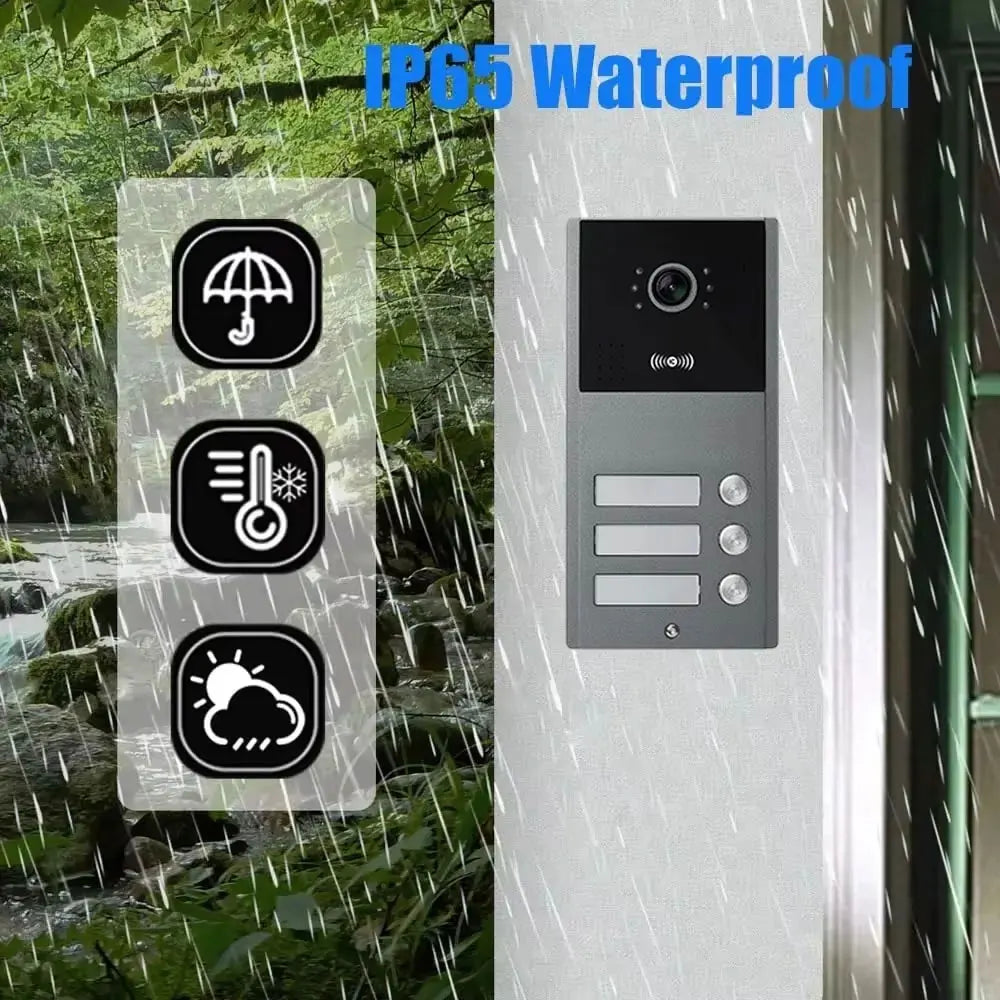 Tuya Wifi 2/3/4 Unit Apartments Residential Video Doorbell Intercom 4 Wire 7 inch Video Intercom System with RFID Card Unlock
