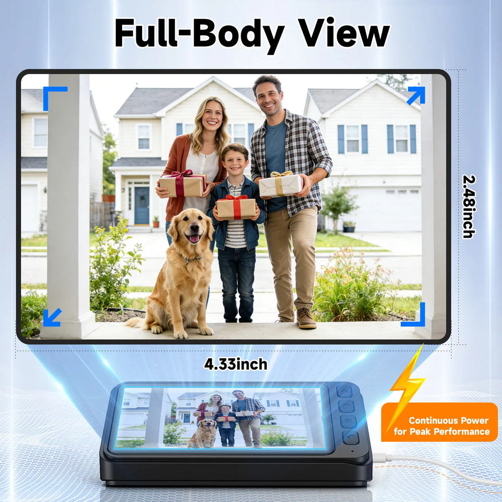 Video Doorbell HD Camera Night Vision No Monthly Fee Local Storage Up to 128GB Micro SD Card Two Way Talk IP66 Waterproof 300K Pixel Full Body View Local Screen Playback Desktop Stand Wall Bracket Day Night Protection for Hom
