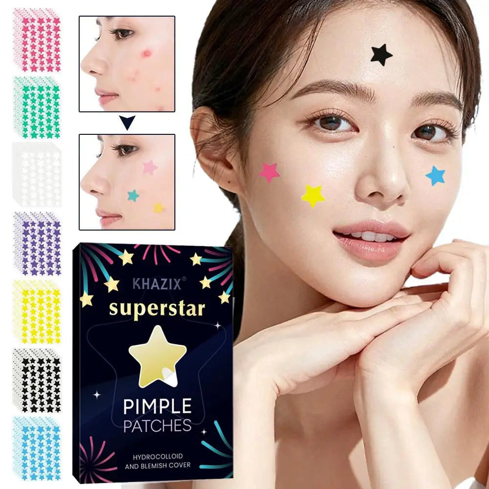 240/280pcs Star-shaped Hydrocolloid Acne Sticker, Various Colors, White, Day Black, Blue, Night Purple, And Yellow, Pink, J0R0