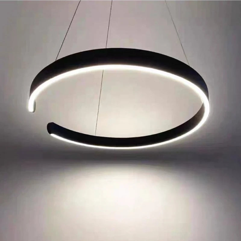 Modern LED Ring Chandelier Pendant Light - Gold & Black Finish D 40cm Tidesmit