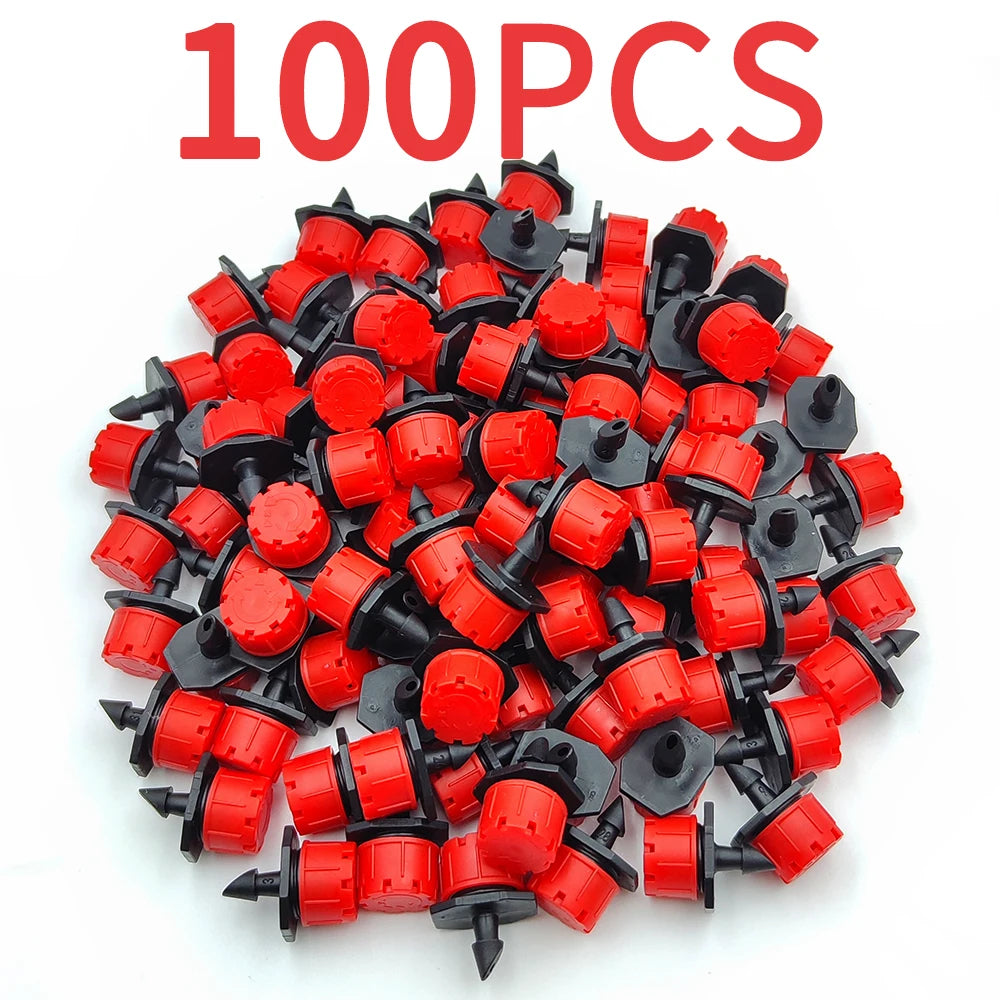 DIY micro drip irrigation dripper connectors, red and black, 100-pack