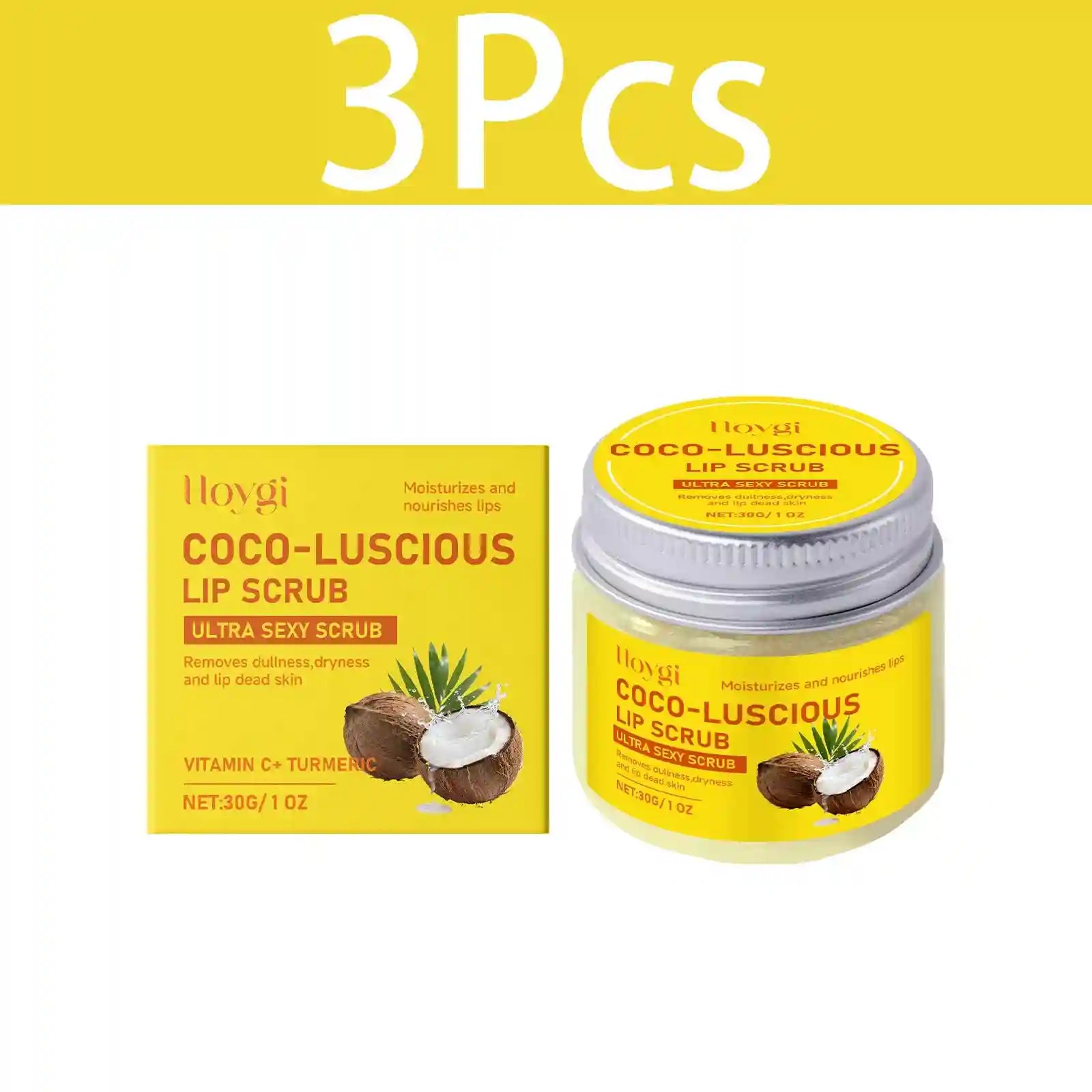 Turmeric Lip Scrub Exfoliator | Natural Moisturizing Lip Care | Tidesmit Lip Care 3PCS Tidesmit