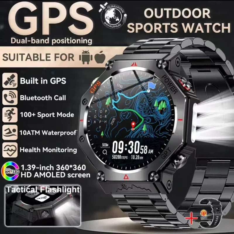 Military Smart Watch T-Rex 3 Bulit-in GPS Compass Altimeter Barometric 10ATM IP69K Waterproof AMOLED Bluetooth Call Smart watch
