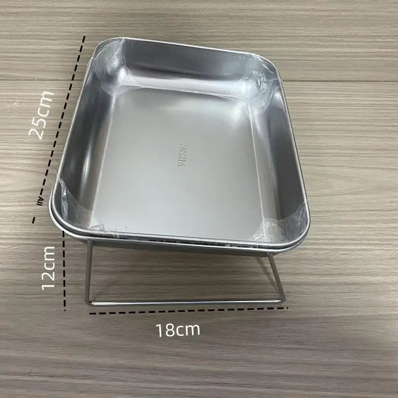 Slanted stainless steel cat and dog feeding bowl with stand for neck health, 25x18x12cm ergonomic pet feeder.