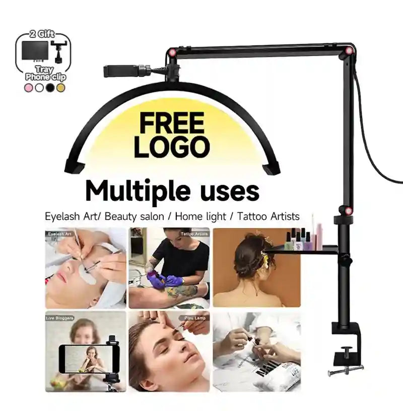 Half-Moon LED Beauty Light - Adjustable Table Lamp for Lash Artists Tidesmit