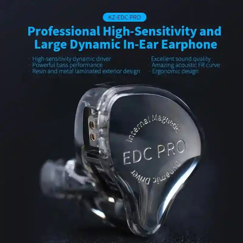 KZ EDC Pro Hi-Fi Wired In-Ear Monitors - Audiophile Stereo Earbuds Tidesmit